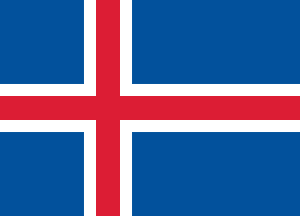 Red and white cross on a blue background - The Icelandic Flag