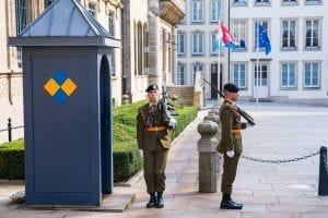 Palace Guards at the Palace of the Grand Duke in Luxembourg.