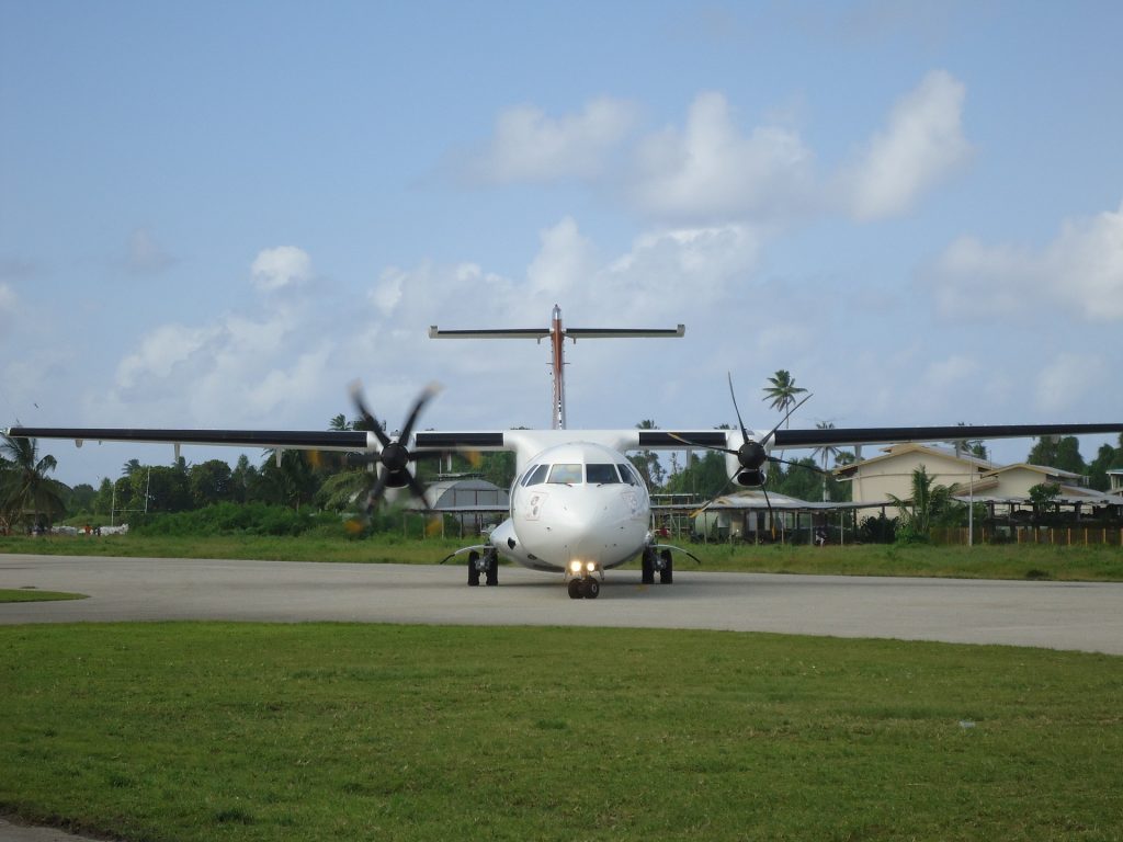 plane at funafuti airport, Tuvalu