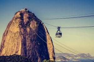 Cable car going up Sugarloaf Mountain