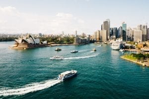 Sydney Harbor, with the Opera House in the background