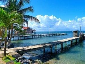 Jetty heading in to the calms seas of Roantan, Honduras