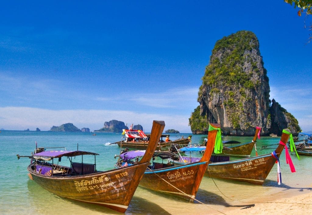 Traditional Thai boats, Phra Nang Beach, Krabi