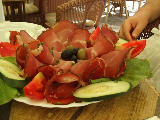 Njeguški pršut, a specialty in Montenegro