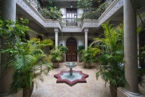 inside a moroccan riad courtyard