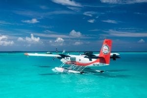 aa sea plane waiting for passengers in the Maldives 