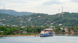 Roatan with the mountains behind it, Honduras