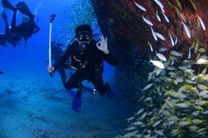 Scuba diver giving the ok hand signal