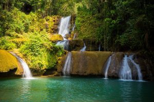 Lush waterfalls in Jamaica