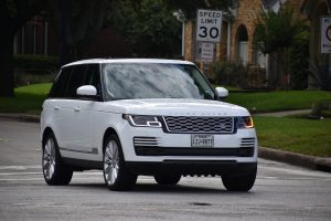 A white Range Rover Vogue