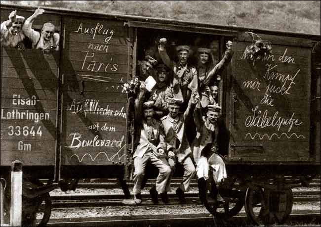 soldiers on a train carriage