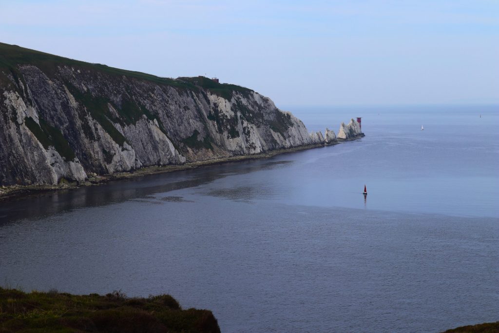 The Needles - a famous outcrop of chalk stacks with a lighthouse.