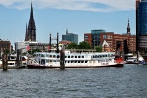 traditional white steamer passenger boat on the Mississippi River