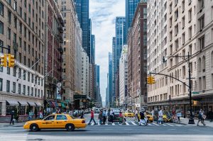 crossing the road in NYC