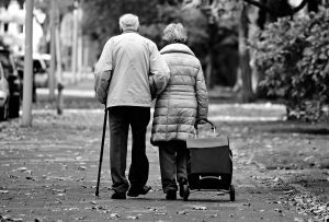 elderly couple in love