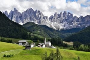 A pastoral scene in the foothills of The Dolomites