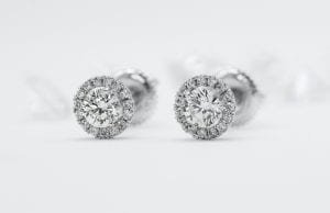 a pair of diamond earrings