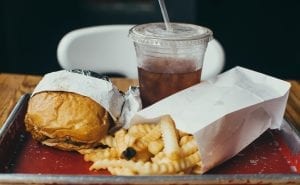 a tray of fast food