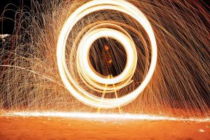 a Catherine wheel spinning