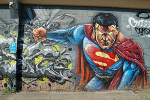 Wall art mural of Superman