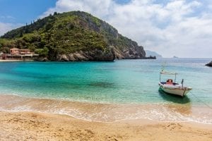 A beach in Corfu and a sugarloaf mountain 