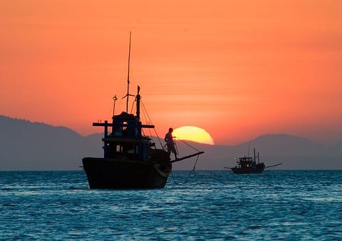 Fishing boats in the South China Sea