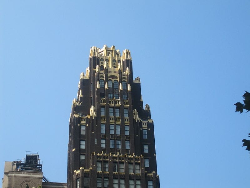 Bryant Park Hotel in NYC exhibiting an art deco style of architecture