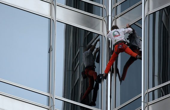 Alain Robert climbing the Burj Khalifa