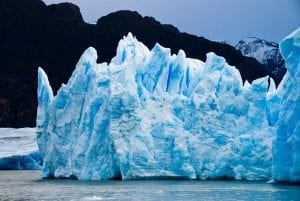 close up of a glacier creeping along