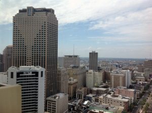 Drone shot of New Orleans city, Louisiana