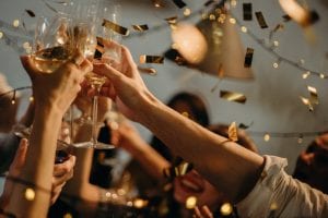 New Year's Eve celebrations, toasting champagne