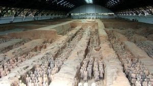 Showing the scale of the Terracotta Army - hundreds of warriors 