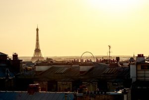 Rooftops of Paris with the Eiffel Tower in the background