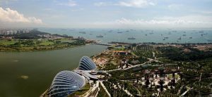 Drone view of Singapore's Marina Bay