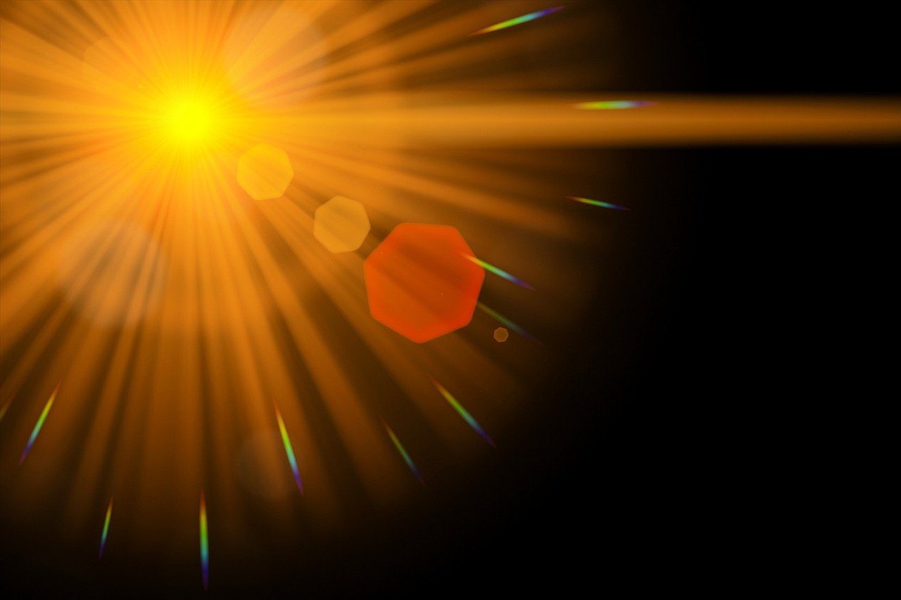 A bright lens flare
