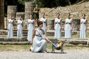 The Olympic flame being lit, Athens