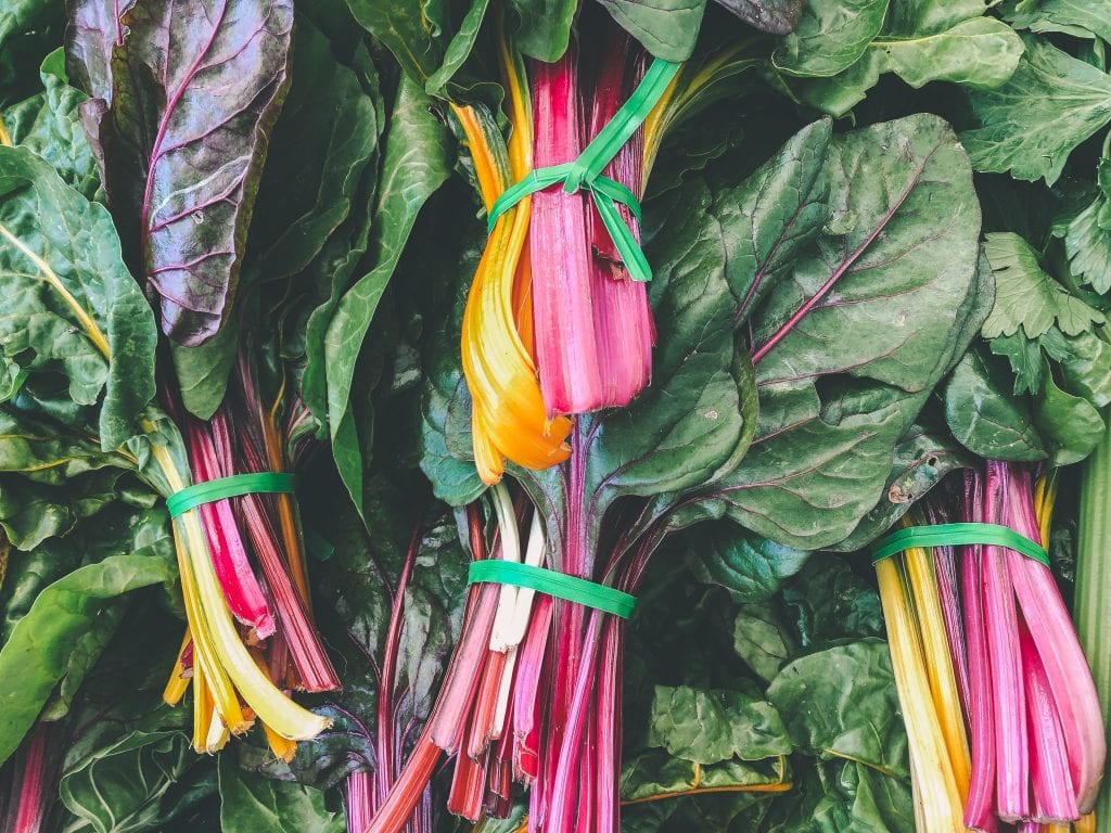 Bundles of leafy greens