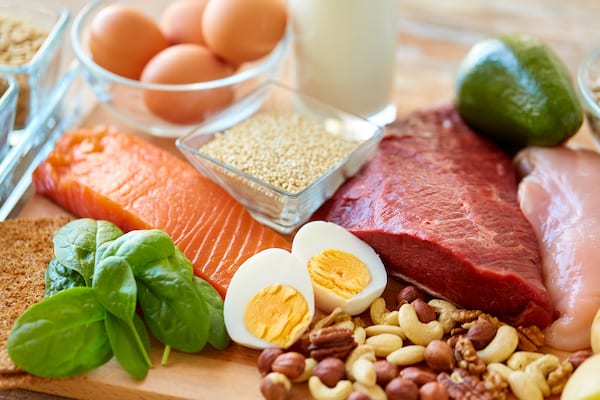 Natural proteins laid out on a table