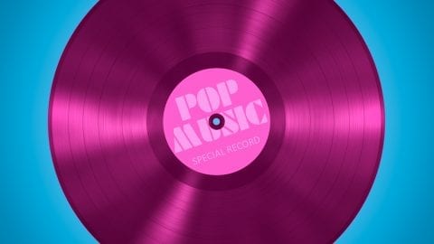 An illustration of an old vinyl record of pop music