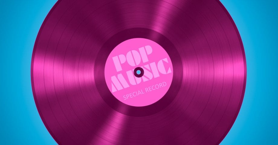 An illustration of an old vinyl record of pop music