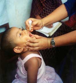 Receiving a polio vaccine