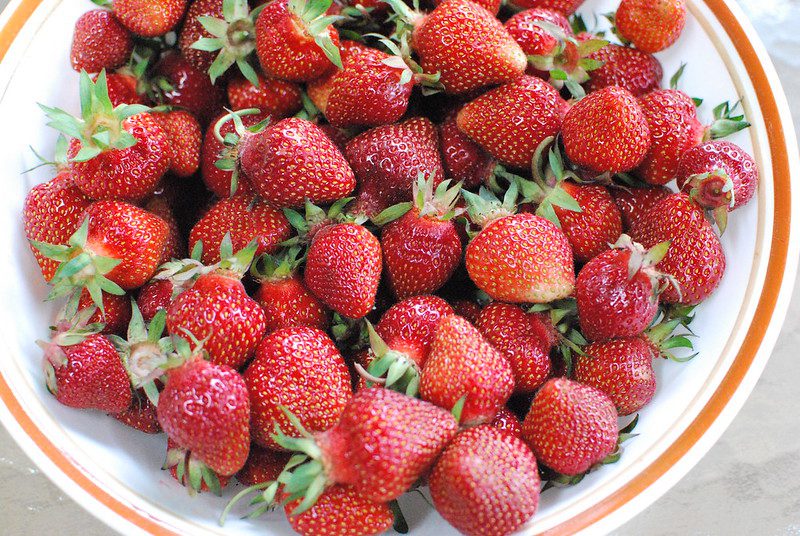 a bowl of strawberries