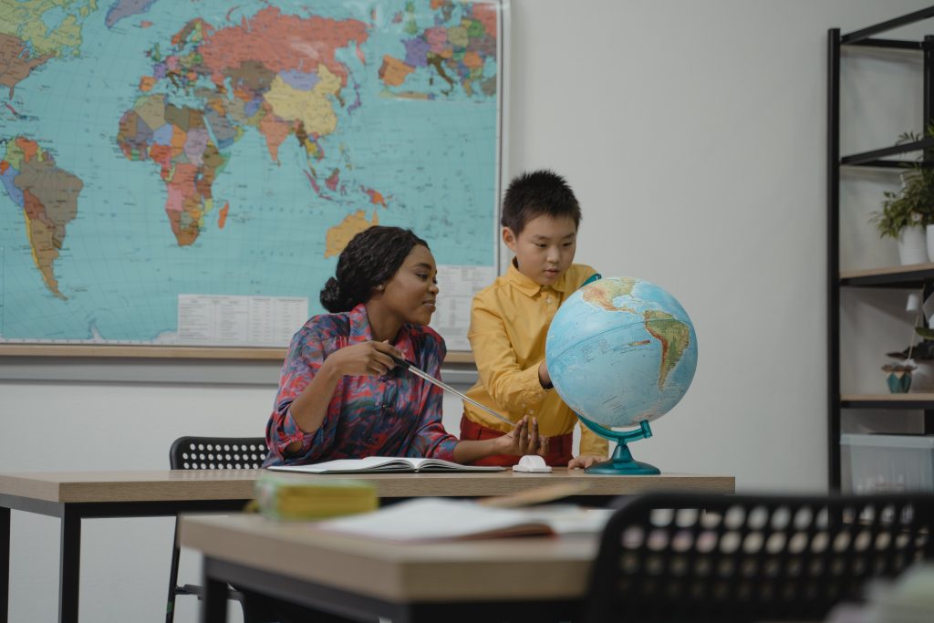 geography teacher in the classroom