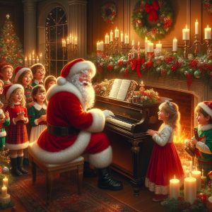 Santa playing the piano