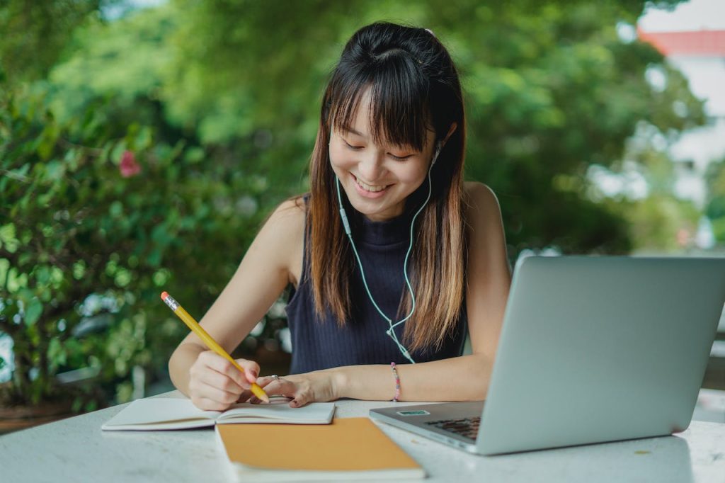 girl writing an essay