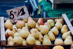 Five pears for £1 market stall 