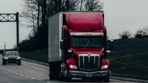 Truck driving on a highway