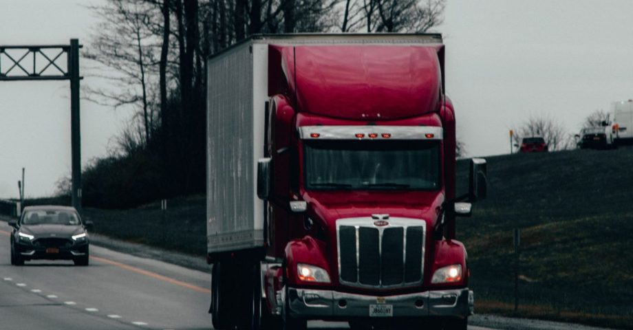 Truck driving on a highway