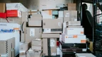 A lot of packages in the delivery van
