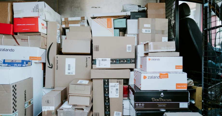 A lot of packages in the delivery van